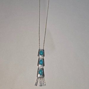 Style & Co Silver-tone Stone Triple Drop Long Pendant Necklace 28.5 inch